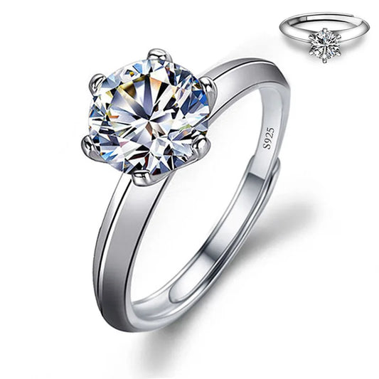 Luckacco Never Fade Luxury Classic 18K White Gold Color Ring Solitaire 2 Carat Zirconia Diamant Wedding Band Women Jewelry Accessories