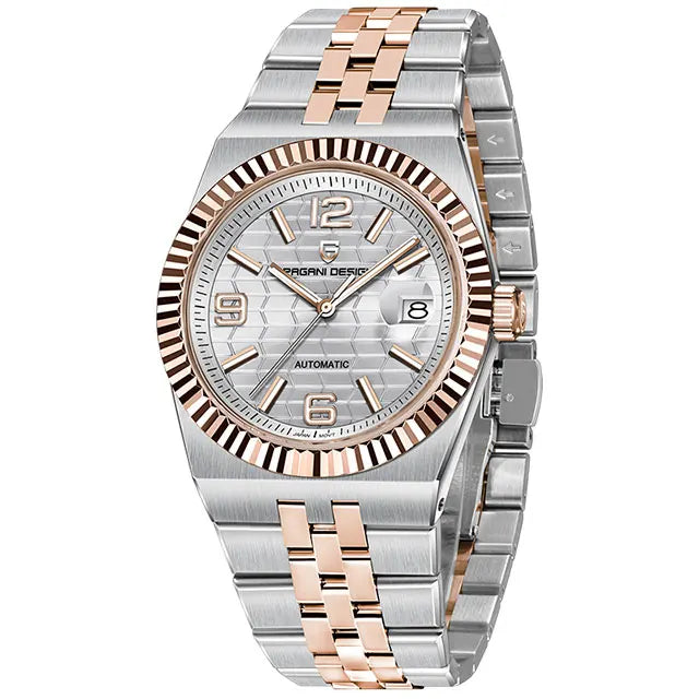luckacco new 40mm mechanical watch pagani design men watches stainless steel 100m waterproof wristwatch sapphire glass clock reloj hombre