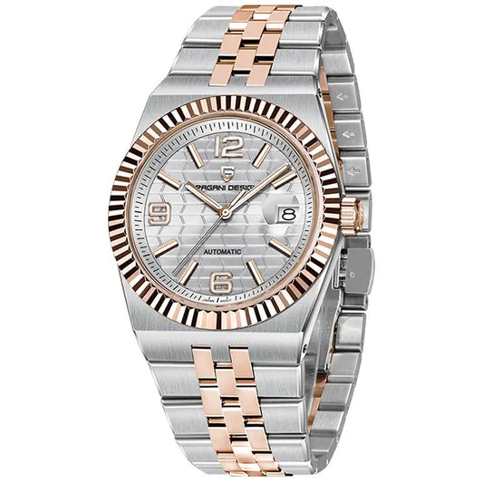 Luckacco New 40mm Mechanical Watch PAGANI DESIGN Men Watches Stainless Steel 100M Waterproof Wristwatch Sapphire Glass Clock Reloj Hombre