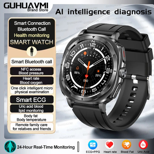 Luckacco 2025 New High-End Health Care Watch 7 Ultra Smart Watch Men ECG+PPG Uric Acid Blood lipids Body analysis BT Call NFC Smartwatchs