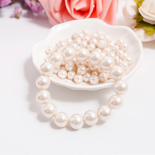 Luckacco Fashion Elegant Elastic White Pearl Bracelet For Women Men Wedding Banquet Stretch Bracelets 6-12mm Beads Handmade Jewelry Gift