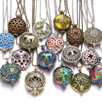 Luckacco New Aroma Kaleidoscope Retro Necklace Antique Locket Pendant Magnetic Perfume Essential Oil Diffuser Locket Aromatherapy Jewelry