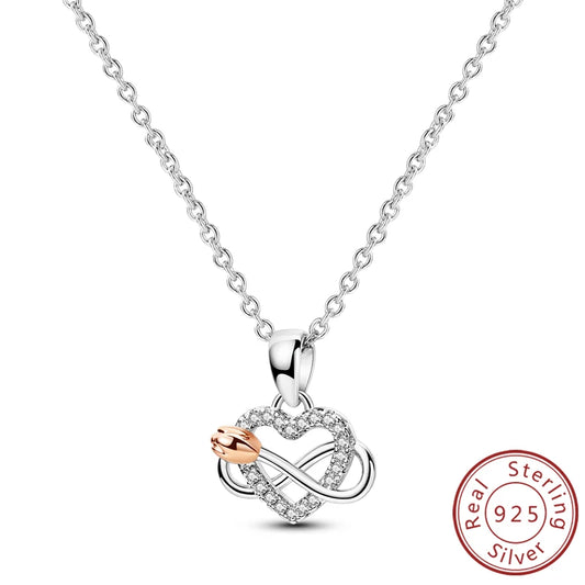 Luckacco Necklace 925 Sterling Silver Butterfly Love Heart Bear Classic Simple Adjustable Necklace For Women Girl Fashion Jewelry Gifts