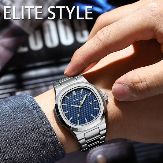 Luckacco 2025 Top Brand Luxury Men Wristwatch Business Waterproof Luminous Alloy Polygonal Case Fashion Quartz Watch Male with Calendar