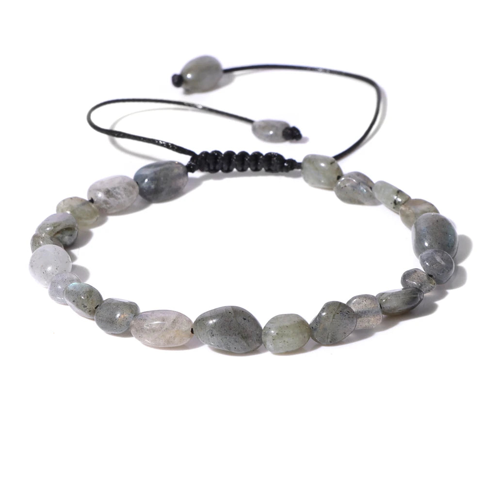 luckacco natural crystal gravel stone bracelets for women healing irregular amethysts lapis lazuli rose quartzs chain bracelet jewelry