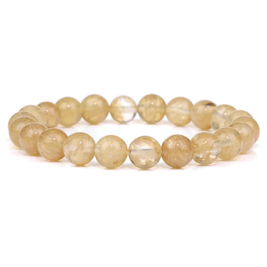 Luckacco Fashion Natural Stone Pink Angelite Beads Bracelet 8mm Sunstone Beaded Energy Yoga Bracelet Jewelry for Women Handmade Gifts