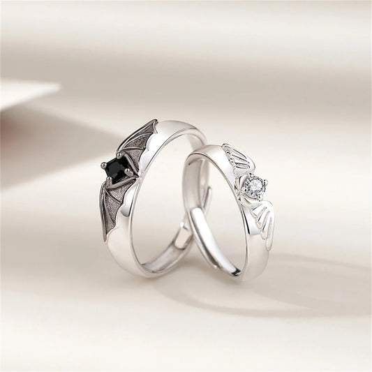 Luckacco 2Pcs Silver Color Luxury Zircon Crown Cross Couple Rings For Lovers Forever Endless Love Wedding Bands Ring Valentines Day Gifts