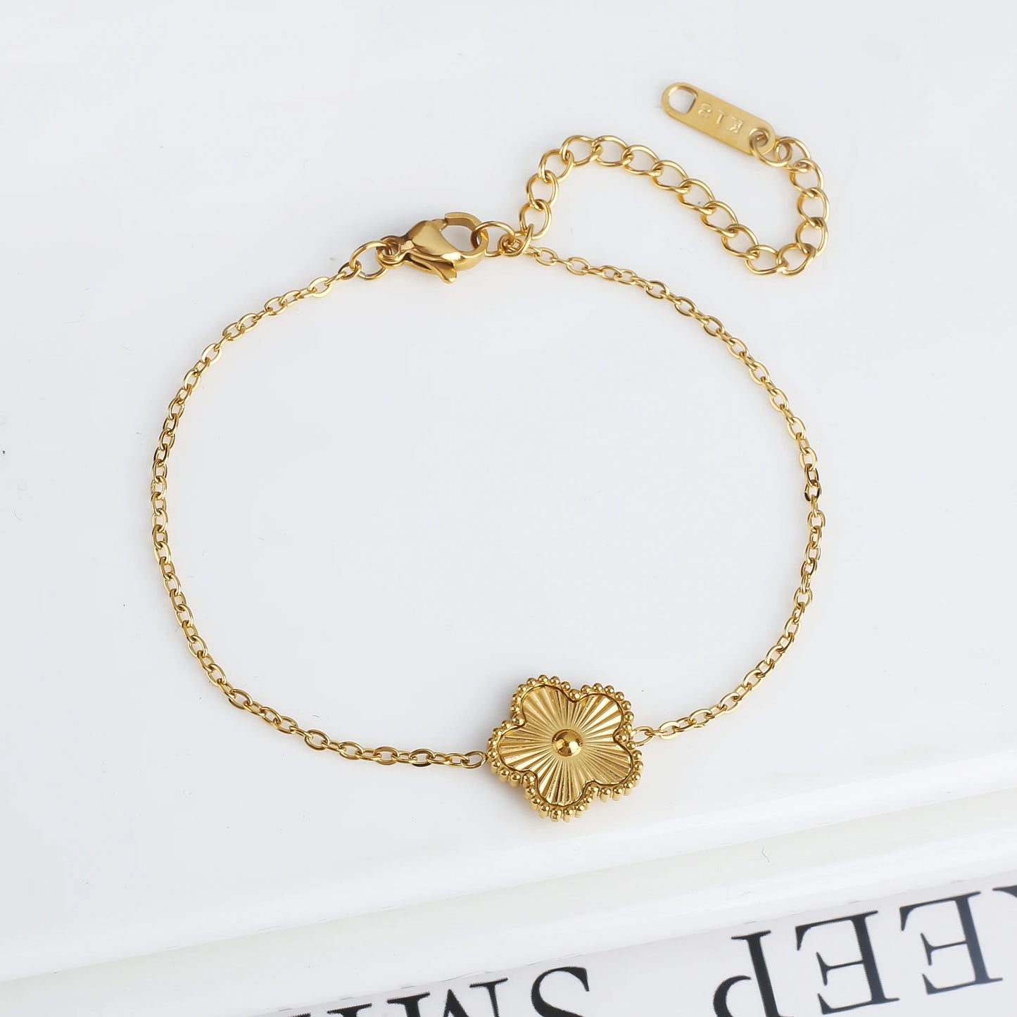 luckacco classic luxury stainless steel bracelet ladies adjustable five flower bracelets for women new fashion party jewelry gifts clover
