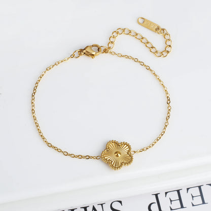 Luckacco Classic Luxury Stainless Steel Bracelet Ladies Adjustable Five Flower Bracelets for Women New Fashion Party Jewelry Gifts Clover