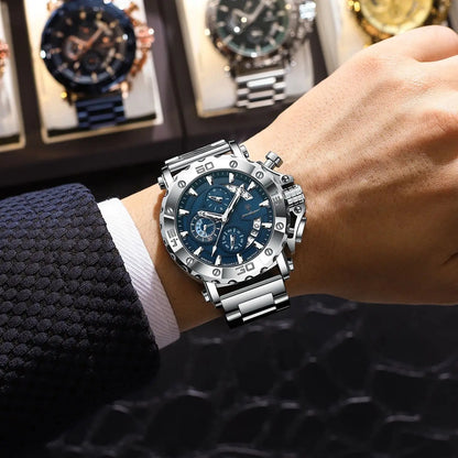 Luckacco POEDAGAR Luxury Watch For Men Calendar Luminous Waterproof Man Clock Male Chronograph Stainless Steel Men's Quartz Watches Reloj