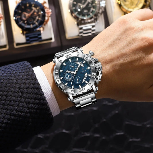 Luckacco POEDAGAR Luxury Watch For Men Calendar Luminous Waterproof Man Clock Male Chronograph Stainless Steel Men's Quartz Watches Reloj