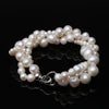 Luckacco Mutilayer Natural Freshwater Pearl Bracelet Ladies Woman,925 Silver Real White Pearl Jewelry Bracelet Wife Mother Party Gifts