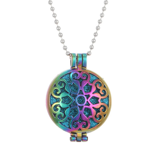 Luckacco New Colorful Aromatherapy Necklace Vintage Flower Butterfly Tree Owl Essential Oil Diffuser Necklace Perfume Lockets Pendants