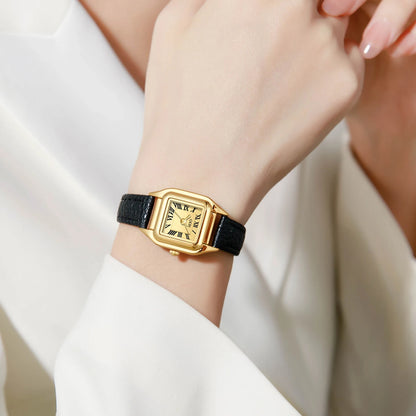 Luckacco Small and exquisite small square dial women's watch new light luxury retro belt watch ladies quartz watch