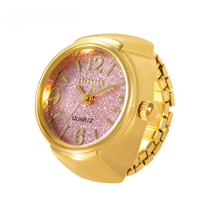 Luckacco Couple Finger Watch Ring Vintage Punk Elastic Alloy Band Men Women Jewelry Clock Roman Numerals Dial 28Style Mini Quartz Watches