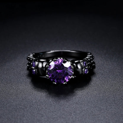 Luckacco Retro Punk Skull Gothic Ring For Women Men Halloween Goth Black Gold Color Rings Accession  Fashion Jewelry R523