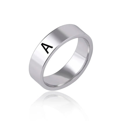 Luckacco Fashion 26 English Initial Letter Ring Stainless Steel Engraved Name Rings For Women Birthday Gifts