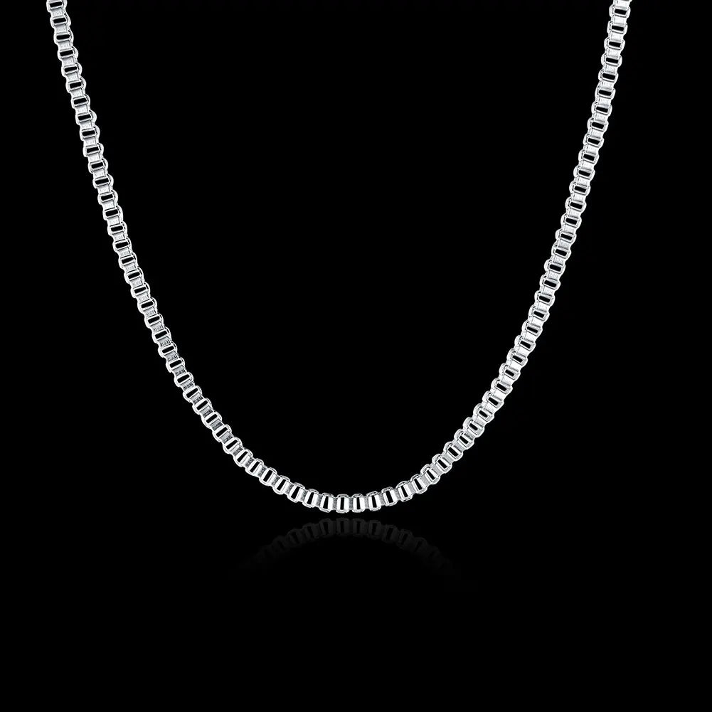 luckacco hot 925 sterling silver necklace 16-24 inches fine 2mm box chain for man women high quality fashion party jewelry gifts