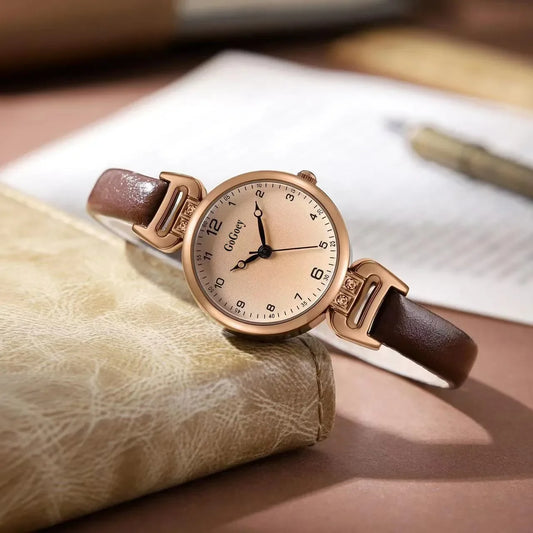 Luckacco 2025 Quartz Watch Women PU Leather Thin Strap Wristwatch Ladies Watches Solid Color Fashion Women Gift Watch Relojes Para Mujer