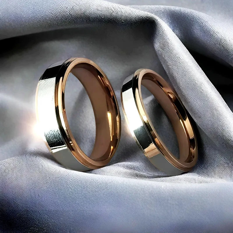 luckacco 6mm fashion polished rose gold titamium steel rings high quality simple women wedding band jewelry party accessories for gift