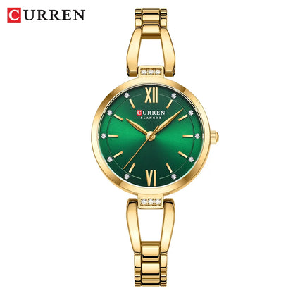 Luckacco CURREN Luxury Hight Quality Quartz Watch Fashion Charming Rhinestones Stainless Steel Band Women's Wristwatches