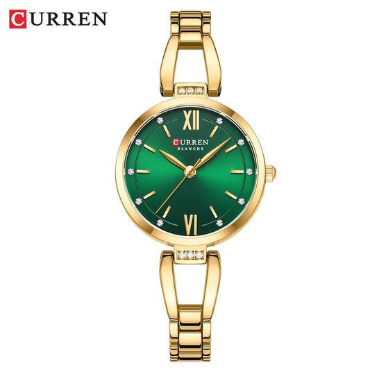 Luckacco CURREN Luxury Hight Quality Quartz Watch Fashion Charming Rhinestones Stainless Steel Band Women's Wristwatches