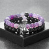 Luckacco 2pcs/set Natural Stone Beaded Bracelet For Lovers Distance Heart Magnet Buckle Couple Bracelets Friendship Fashion Jewelry Gifts