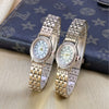 Luckacco Elegant Women Diamond Oval Watch Female Hand Watch Steel Small Original Luxury Ladies Wristwatch Golden Relógio
