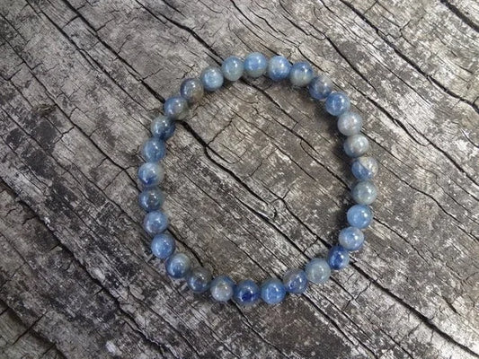 Luckacco Dainty Kyanite Gemstone Stretch Bracelet. Natural Stone. Denim Blue Bridesmaid Gift by Miss Leroy