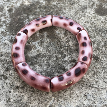 Luckacco FishSheep Vintage Leopard Print Acrylic Stackable Bracelets Bangles for Women Resin Stretchy Bracelet 2023 Fashion Jewelry Gift