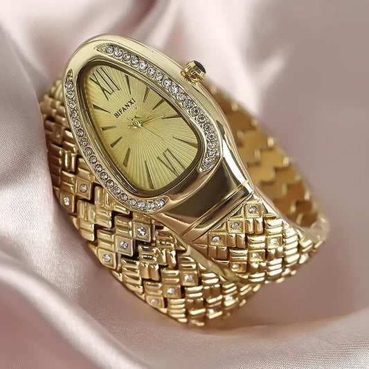 Luckacco Snake Watch for Women Hot Sale Luxury Stainless Steel Creative Watch Strap Quartz Wristwatch Fashion Lady Dress Jewelry Relogio