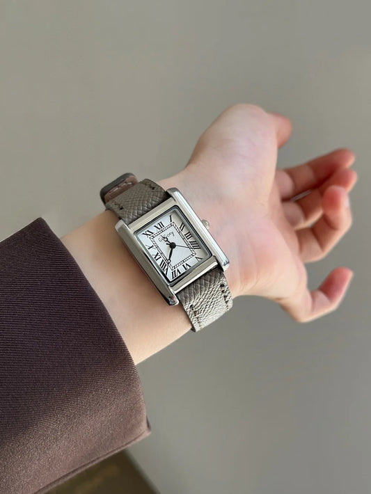 Luckacco Luxury Square Small Watch Retro Womens Girls Quartz Watches Tiny Female Watch for Women Dresses Lady Fashion Gift for Girlfriend