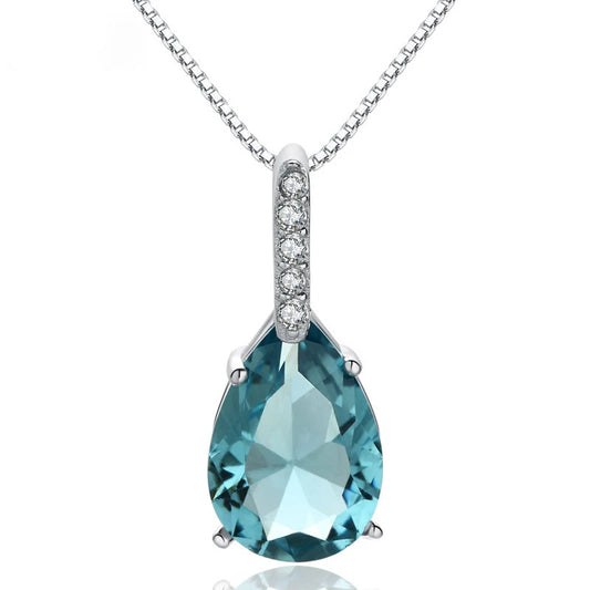 Luckacco New 2021 Pure Natural Blue Topaz Pendant S925 Carat Necklace Colgantes Wedding Pendant for women dropshipping
