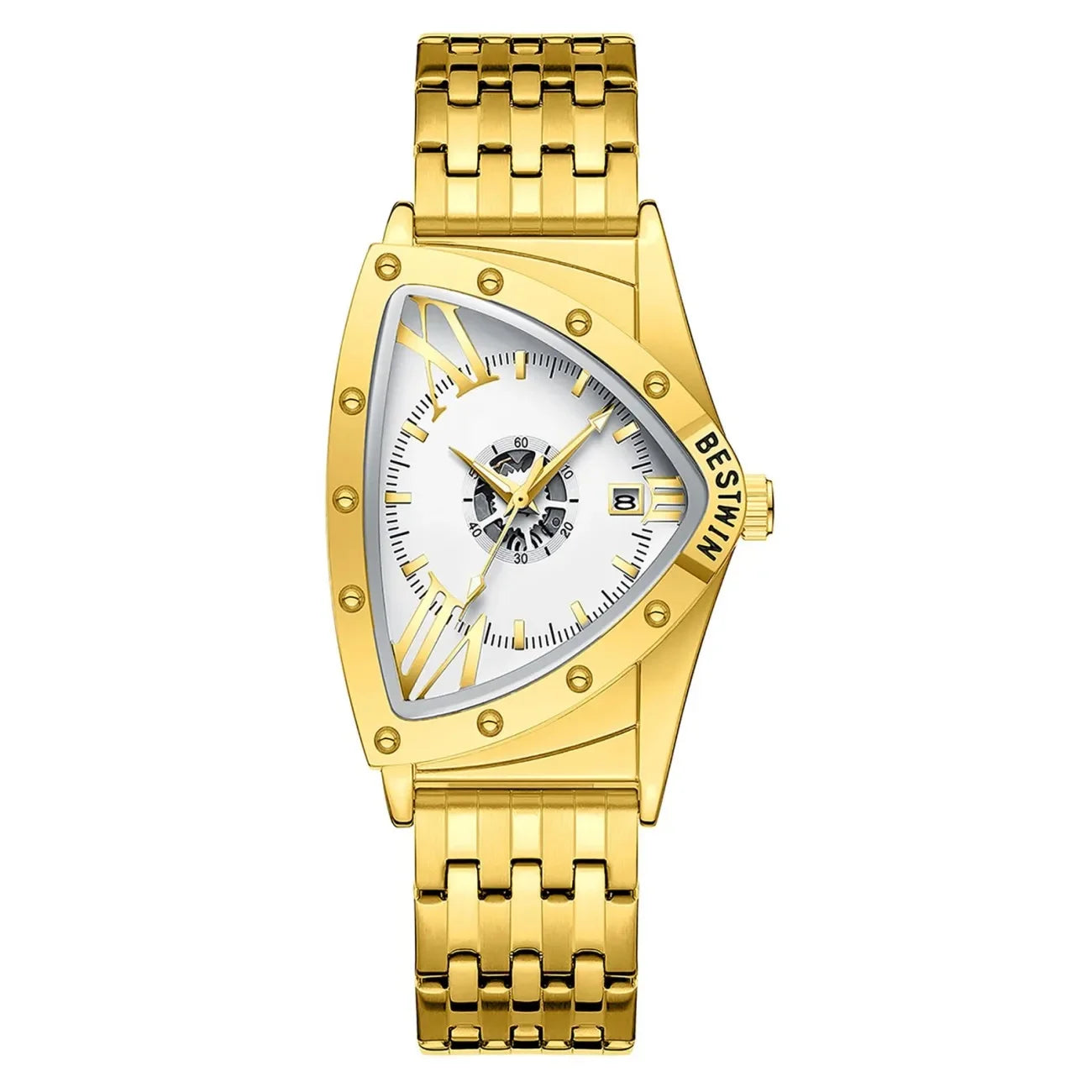luckacco men watches unique design top brand luxury men's wrist watches quartz wristwatch fashion male clock stainless steel band