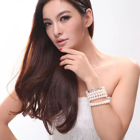 Luckacco Natural Fresh Water Pearl Pearl Necklace Long For Girls,Bridal Cultured White Pearl Necklace Virgin Wife Mother Birthday Gifts
