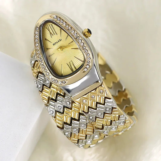 Luckacco Snake Watch for Women Hot Sale Luxury Stainless Steel Creative Watch Strap Quartz Wristwatch Fashion Lady Dress Jewelry Relogio