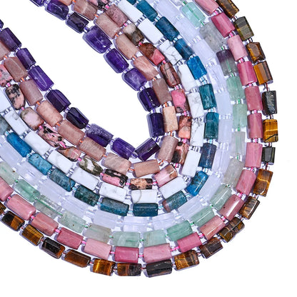 Luckacco 8MMx12MM Natural Stone Tube Beads, ,for Jewelry Making Bracelets Necklaces Earrings DIY Holiday Gifts