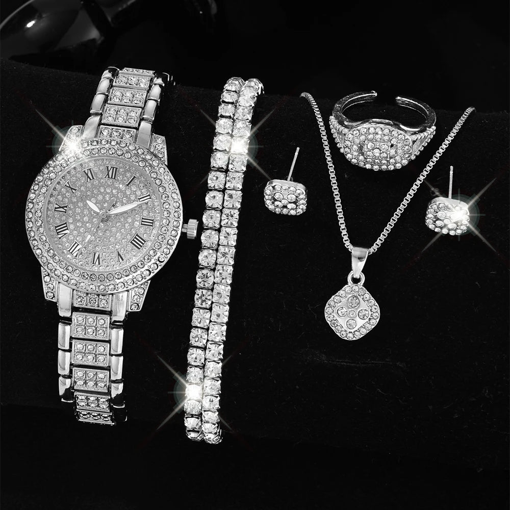 luckacco luxury women gold watch fashion ladies quartz diamond wristwatch elegant female bracelet watches set reloj mujer