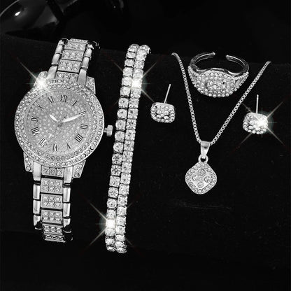 Luckacco Luxury Women Gold Watch Fashion Ladies Quartz Diamond Wristwatch Elegant Female Bracelet Watches Set Reloj Mujer
