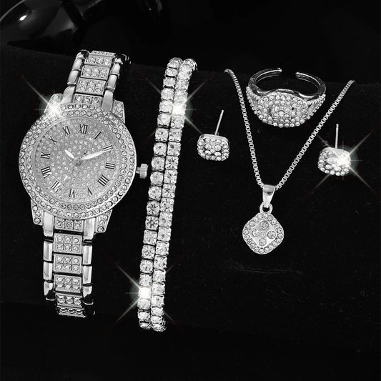 Luckacco Luxury Women Gold Watch Fashion Ladies Quartz Diamond Wristwatch Elegant Female Bracelet Watches Set Reloj Mujer