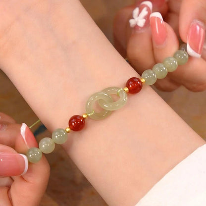 Luckacco Summer Valentine's Day Gift Love Heart Jade Beads Charm Bracelet for Women Girl Fashion Natural Bracelet To Love Jewelry Gifts