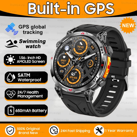 Luckacco New Military T-Rex 3 Bluetooth Call Smart Watch GPS Compass Barometric Altimeter 10ATM Waterproof Sports Smart Watch