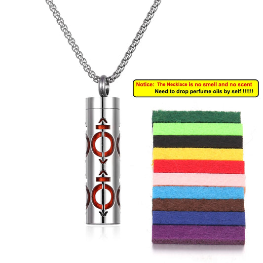Luckacco Long Strip Stainless Steel Aromatherapy Necklace Perfume Diffuser Essential Oil Diffuser Pendant Necklace Jewelry Accessories