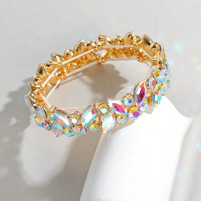 Luckacco New Fashion Luxury Crystal Rhinestone Elastic Charm Bracelet Bangle For Women Wedding Party Jewelry Accessories