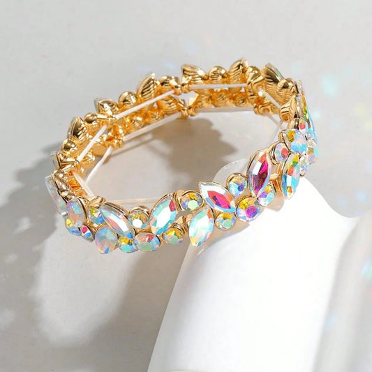 Luckacco New Fashion Luxury Crystal Rhinestone Elastic Charm Bracelet Bangle For Women Wedding Party Jewelry Accessories