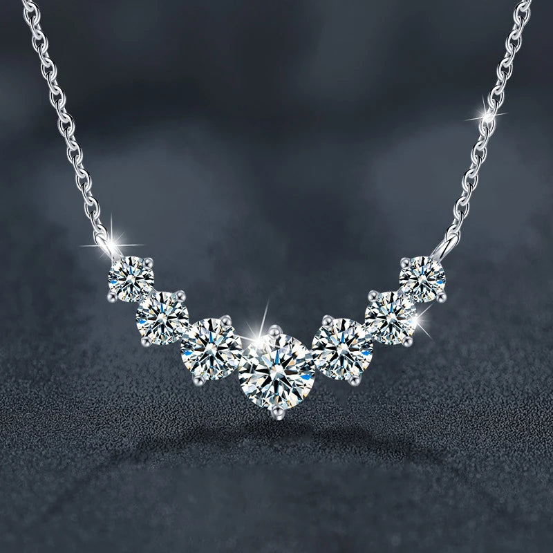 luckacco u-smile moissanite necklace d vvs1 for women d color sparkling lab diamon luxury necklaces 925 sterling silver gra certified