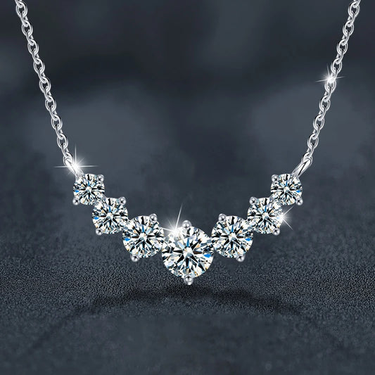 Luckacco U-Smile Moissanite Necklace D VVS1 for Women D Color Sparkling Lab Diamon Luxury Necklaces 925 Sterling Silver GRA Certified
