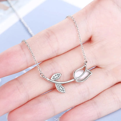 Luckacco 925 Sterling Silver Female Rose Flower Pendant Necklaces For Women Fashion Designer Luxury Quality Fine Jewelry GaaBou Jewellery