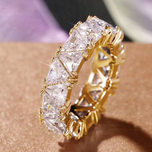Luckacco daily picks Triangular CZ Promise Rings for Women Luxury Trendy Wedding Bands Accessories Engagement Party Hot Fashion Female Jewelry