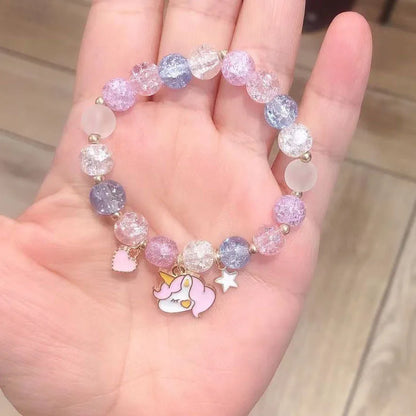 Luckacco Makersland Sweet Bead Bracelet For Children Women Cute Flower Pendant Bracelets Kids Girls Charm Jewellery Gifts